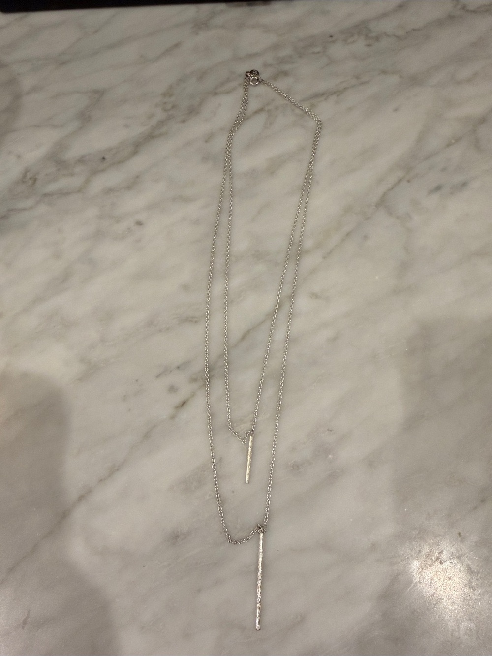 Gorjana Double-Layer Silver Bar Necklace
